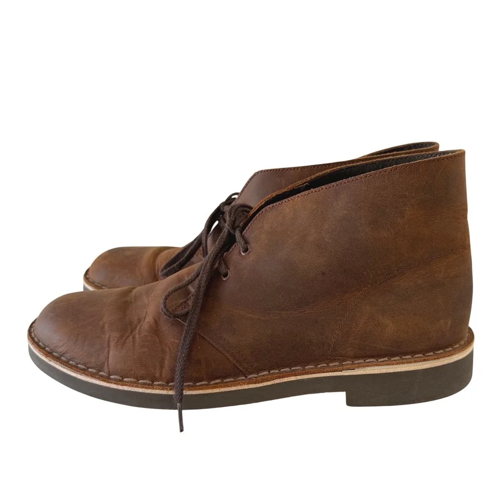 Clarks Mens Desert Boots Beeswax Brown Leather Chukka Boots 26034135 Size 10.5 M